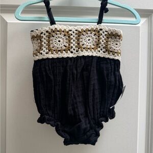 NWT Old Navy Black Crochet Baby Romper